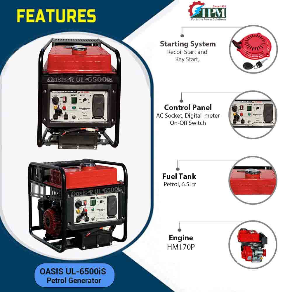 5.5 KVA Genset, Oasis UL-6500i,Recoil Start