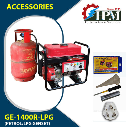 1.2 KVA LPG Generator, Petrol - LPG Run, Model GE-1400R-LPG